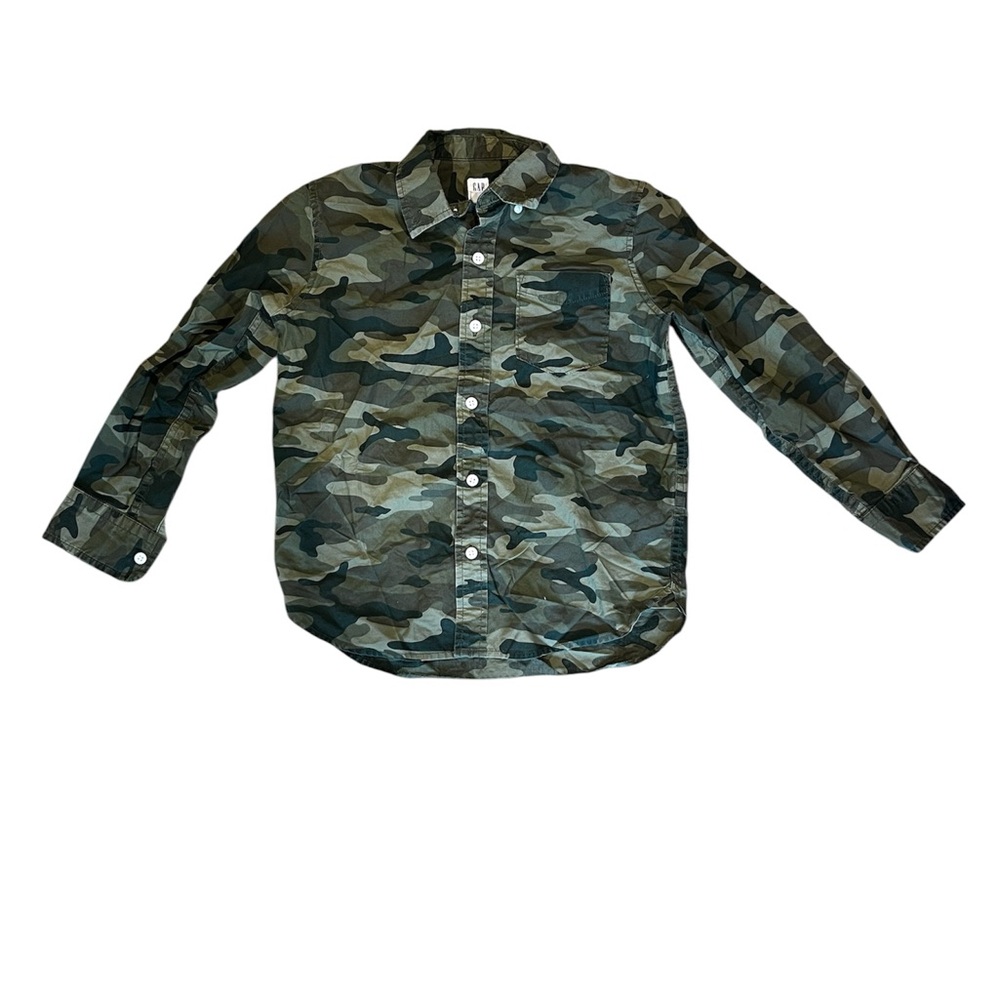 GAP Kids Green Camouflage Shirt